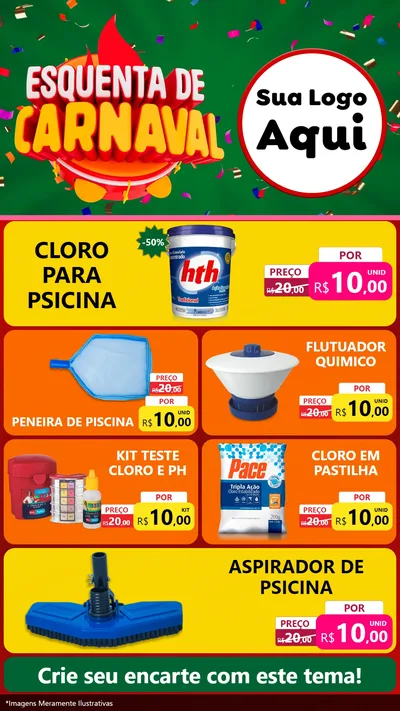 Modelo de TV para TV Vertical com o tema Esquenta de Carnaval para Produtos para Piscina