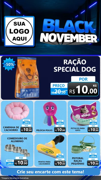 Modelo de Rede Social para Stories com o tema Black November para Pet Shop