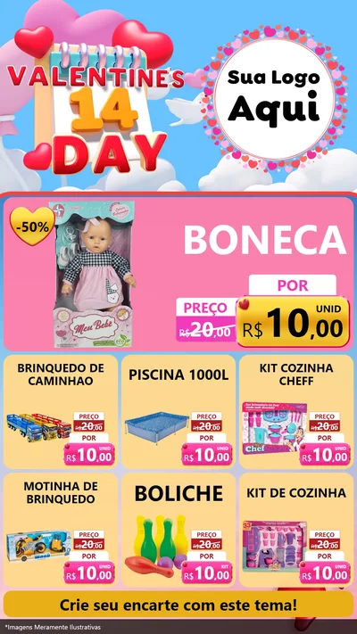 Modelo de Rede Social para Stories com o tema Valentine's Day para Brinquedos