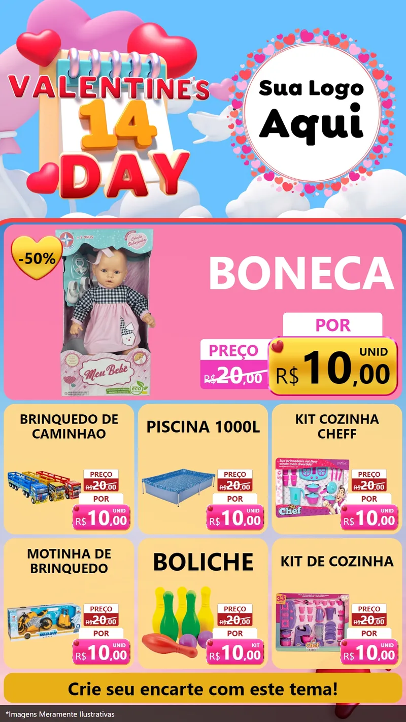 Modelo de Rede Social para Stories com o tema Valentine's Day para Brinquedos