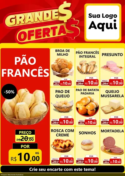 Modelo de Encarte para Encarte A4 Vertical com o tema Grandes Ofertas para Padaria