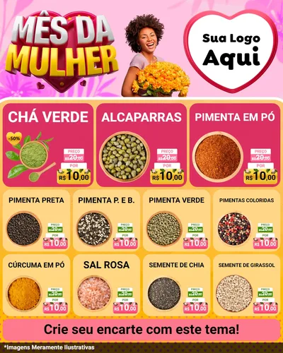Modelo de Rede Social para Feed Instagram com o tema Mês da Mulher para Produtos Naturais