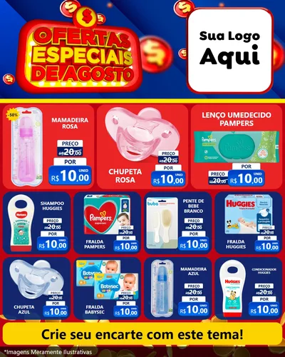 Modelo de Rede Social para Feed Instagram com o tema Ofertas Especiais de Agosto para Bebês