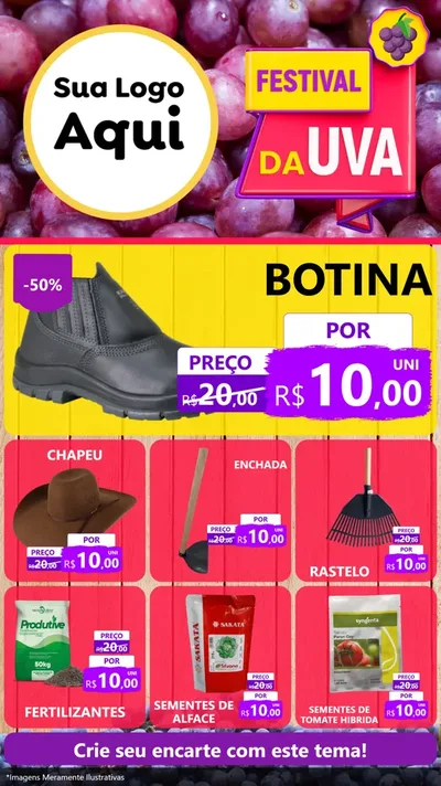 Modelo de Rede Social para Stories com o tema Festival da Uva para Agropecuária