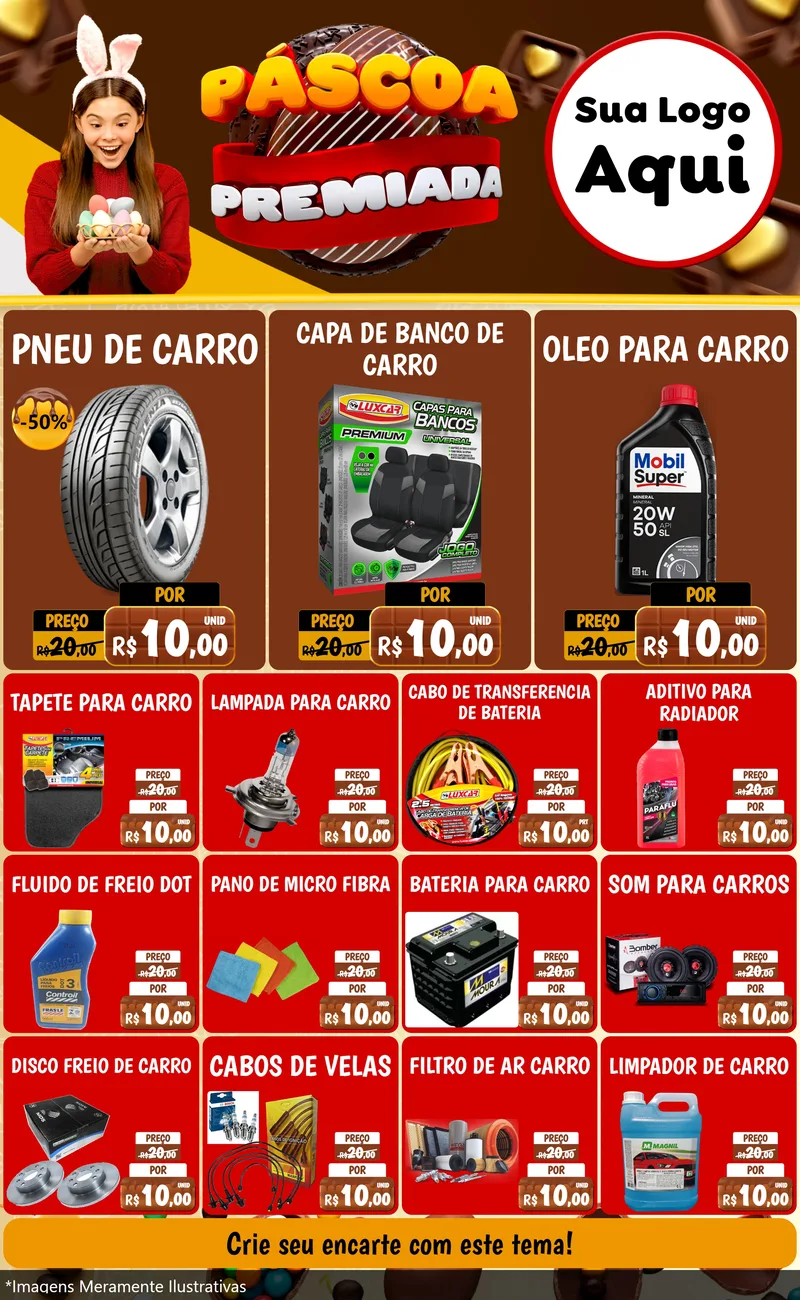 Modelo de Encarte para Encarte Grande com o tema Páscoa Premiada para Auto peças