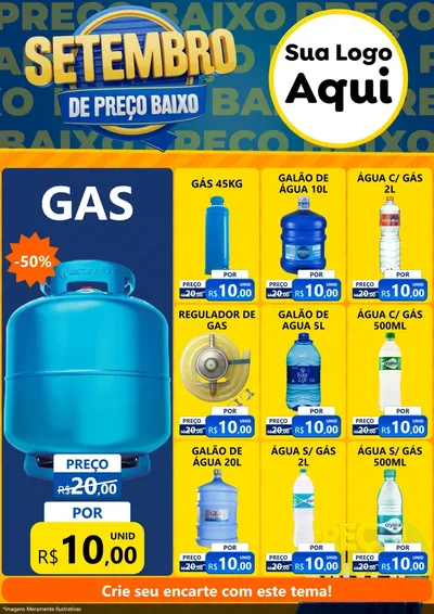 Modelo de Encarte para Encarte A4 Vertical com o tema Setembro De Preço Baixo para Água e gás