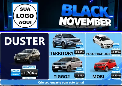 Modelo de Encarte para Encarte A4 Horizontal com o tema Black November para Concessionaria de Carros