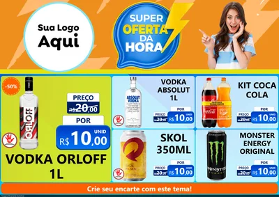 Modelo de Encarte para Encarte A4 Horizontal com o tema Super Oferta da Hora para Distribuidora de bebidas