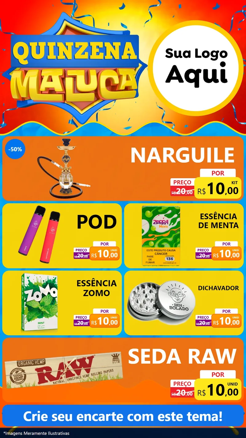 Modelo de TV para TV Vertical com o tema Quinzena Maluca para Tabacaria