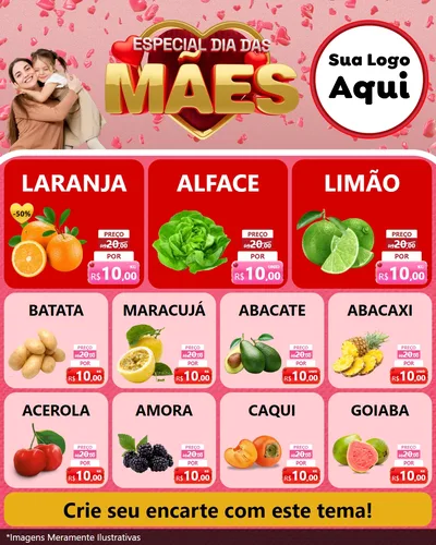 Modelo de Rede Social para Feed Instagram com o tema Especial Dia Das Mães para Hortifrúti