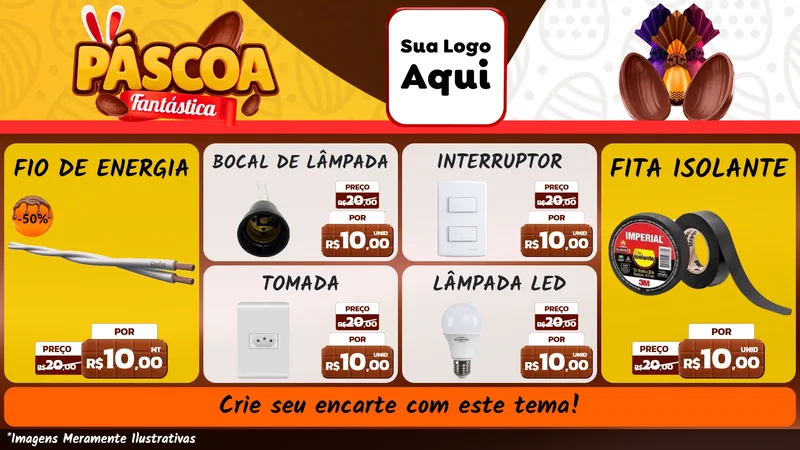 Modelo de TV para TV Horizontal com o tema Páscoa Fantástica para Materiais Elétricos