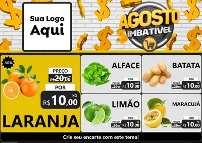 Modelo de Encarte para Encarte A4 Horizontal com o tema Agosto imbatível para Hortifrúti