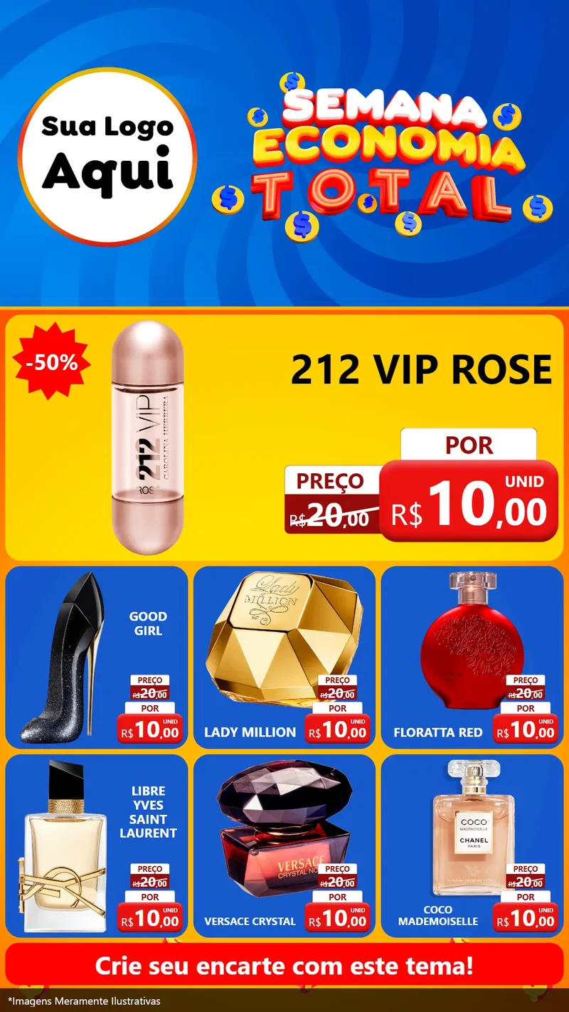 Modelo de Rede Social para Stories com o tema Semana Economia Total para Perfumes