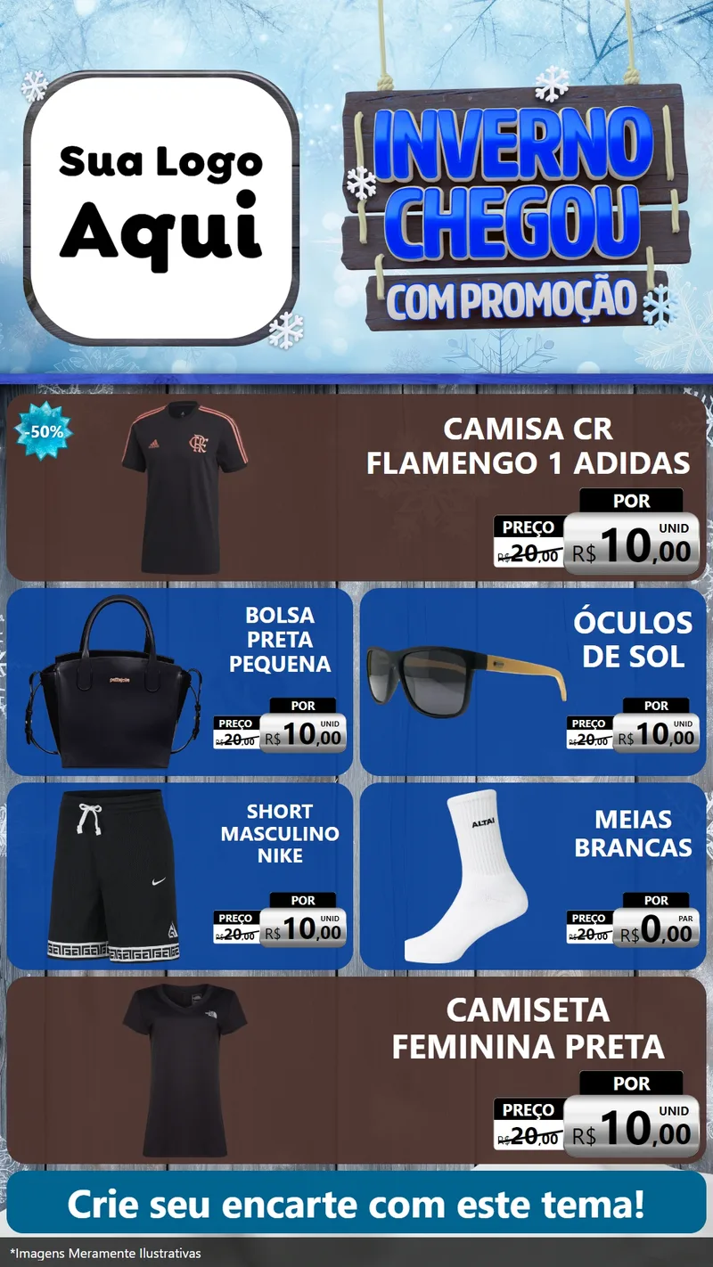 Modelo de TV para TV Vertical com o tema Inverno Chegou Com Promoção para Roupas e acessórios