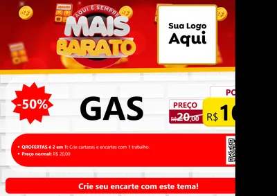 Modelo de Cartaz para Cartaz A4 Horizontal com o tema Mais Barato para Água e gás
