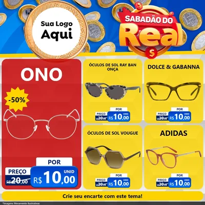 Modelo de Rede Social para Feed Facebook com o tema Sabadão do Real para Óticas