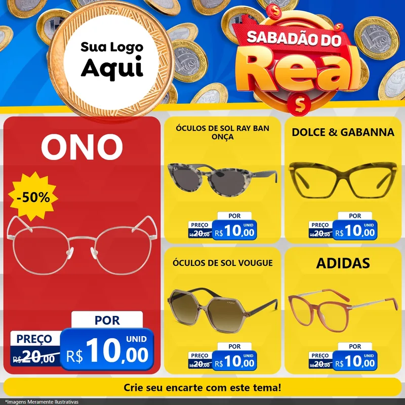 Modelo de Rede Social para Feed Facebook com o tema Sabadão do Real para Óticas