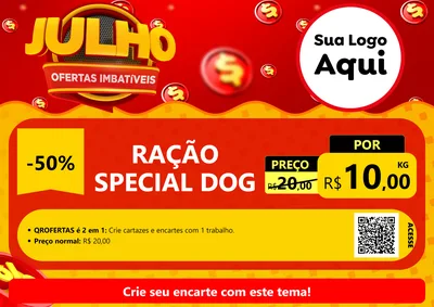 Modelo de Cartaz para Cartaz A4 Horizontal com o tema Julho Ofertas Imbatíveis para Pet Shop