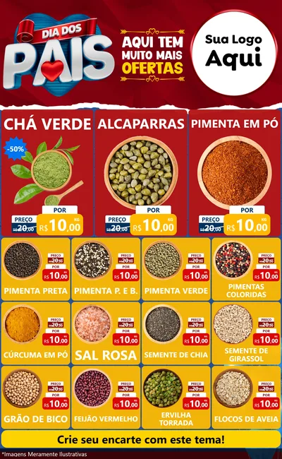 Modelo de Encarte para Encarte Grande com o tema Dia dos Pais para Produtos Naturais