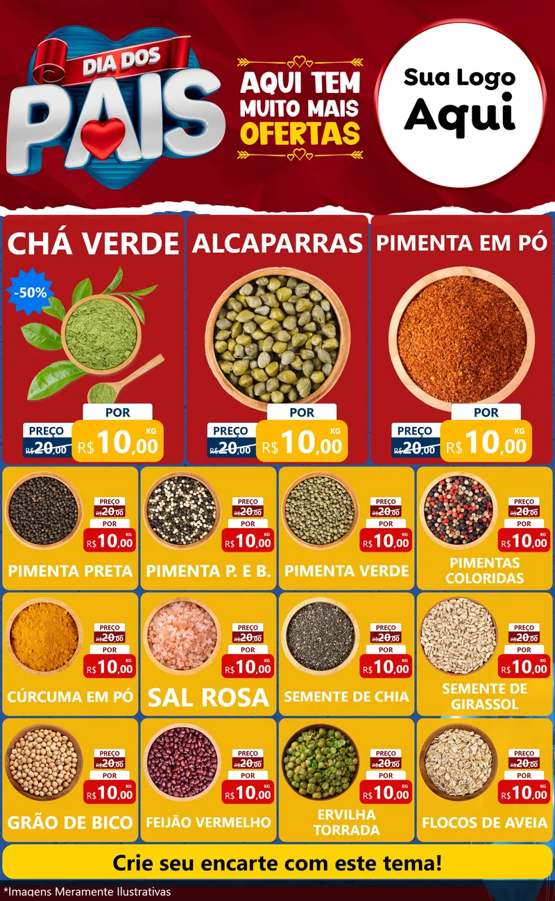 Modelo de Encarte para Encarte Grande com o tema Dia dos Pais para Produtos Naturais