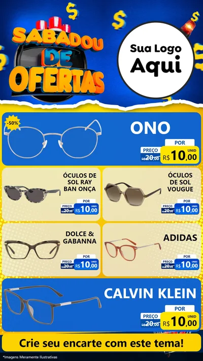 Modelo de TV para TV Vertical com o tema Sabadou de Ofertas para Óticas