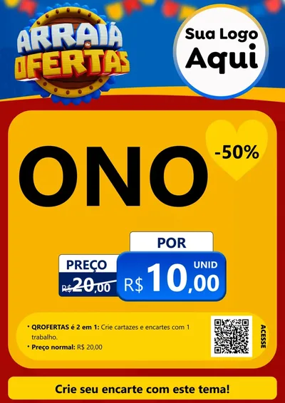 Modelo de Cartaz para Cartaz A4 Vertical com o tema Arraiá de Ofertas - Junina para Óticas