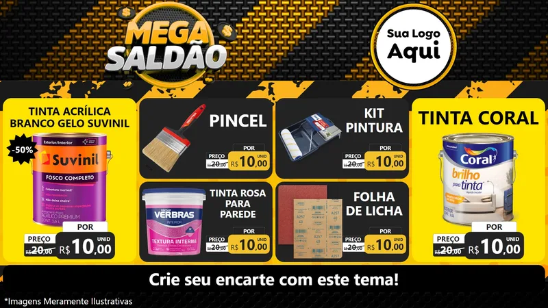 Modelo de TV para TV Horizontal com o tema Mega Saldão para Tintas e Ferramentas
