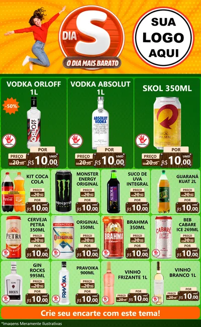 Modelo de Encarte para Encarte Grande com o tema Dia S - O Dia Mais Barato para Distribuidora de bebidas