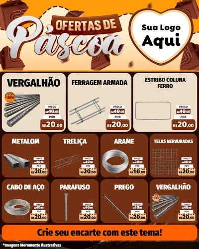 Modelo de Rede Social para Feed Instagram com o tema Ofertas de Páscoa para Ferragens