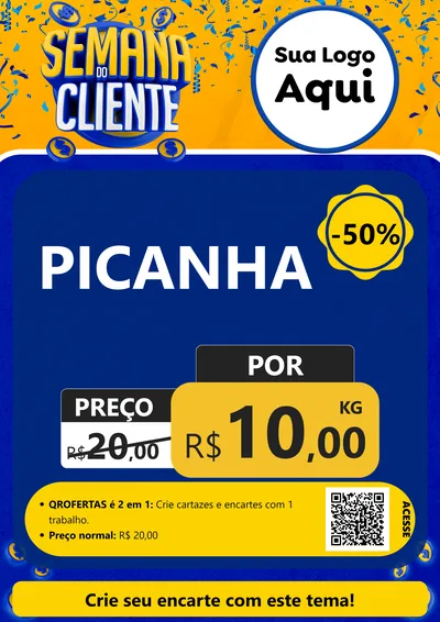 Modelo de Cartaz para Cartaz A4 Vertical com o tema Semana do Cliente para Açougue