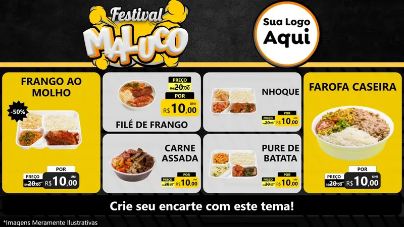 Modelo de TV para TV Horizontal com o tema Festival Maluco para Restaurante