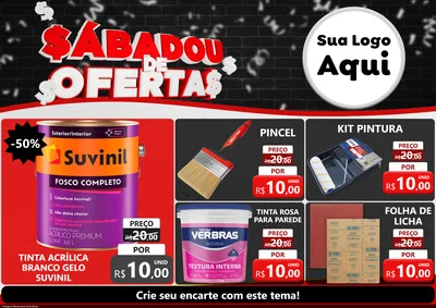 Modelo de Encarte para Encarte A4 Horizontal com o tema Sabadou de Ofertas para Tintas e Ferramentas