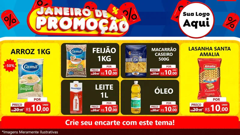Modelo de TV para TV Horizontal com o tema Janeiro de Promoção para Supermercado