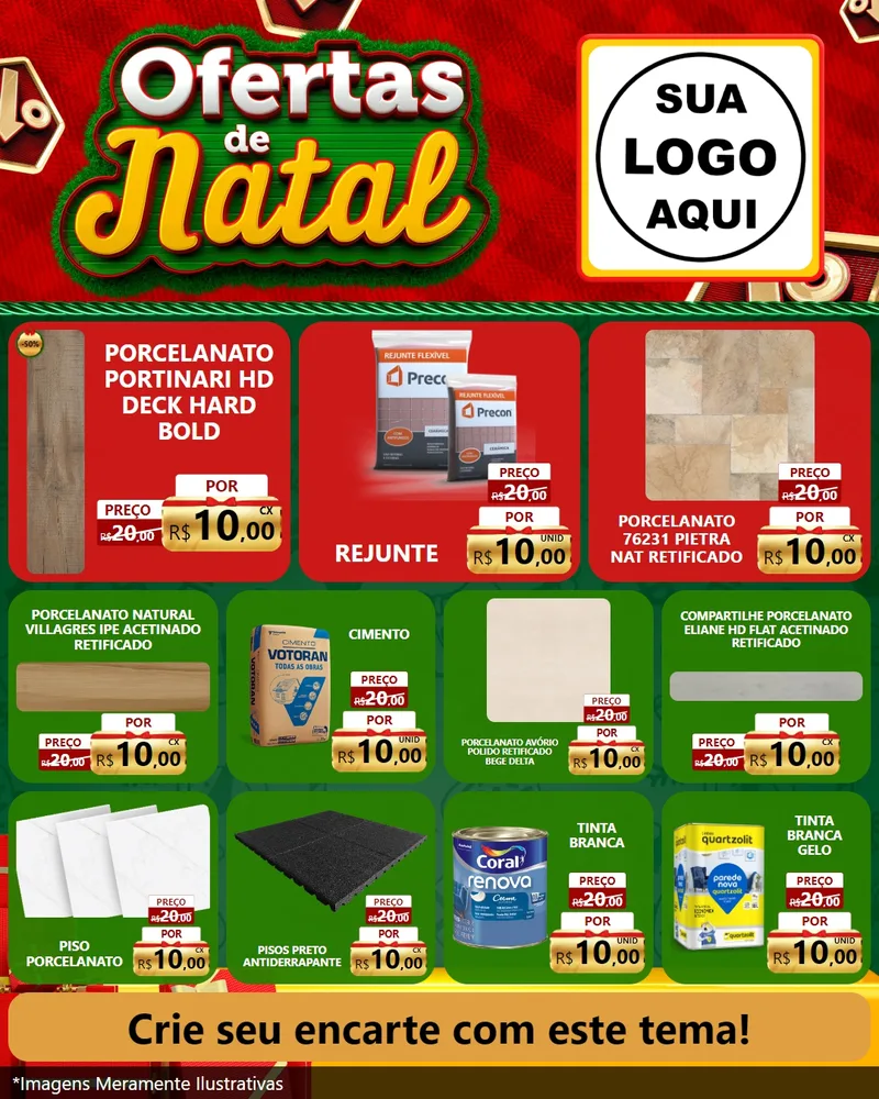 Modelo de Rede Social para Feed Instagram com o tema Ofertas de Natal para Pisos e revestimentos