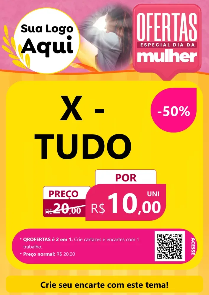 Modelo de Cartaz para Cartaz A4 Vertical com o tema Ofertas - Especial Dia Das Mulheres para Hamburgueria