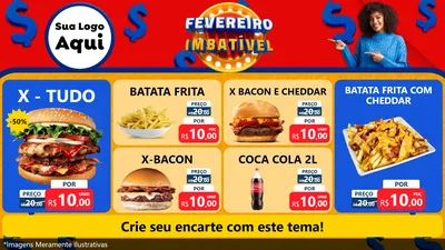 Modelo de TV para TV Horizontal com o tema Fevereiro Imbatível para Hamburgueria
