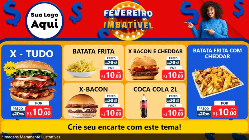 Modelo de TV para TV Horizontal com o tema Fevereiro Imbatível para Hamburgueria
