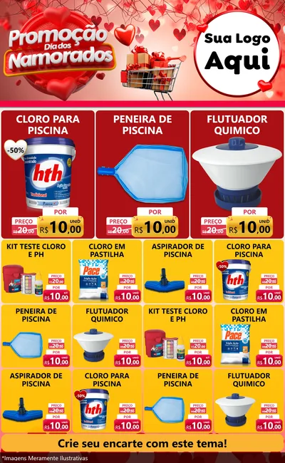 Modelo de Encarte para Encarte Grande com o tema Promoção Dia dos Namorados para Produtos para Piscina