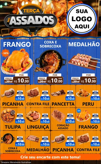 Modelo de Encarte para Encarte Grande com o tema Terça dos Assados para Assados