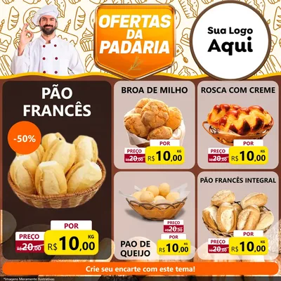 Modelo de Rede Social para Feed Facebook com o tema Ofertas da Padaria para Padaria