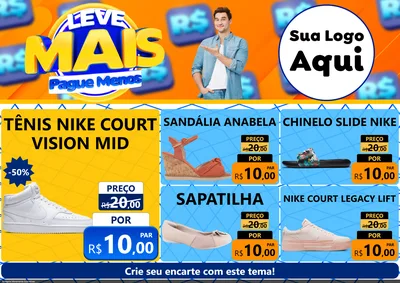 Modelo de Encarte para Encarte A4 Horizontal com o tema Leve Mais, Pague Menos para Calçados