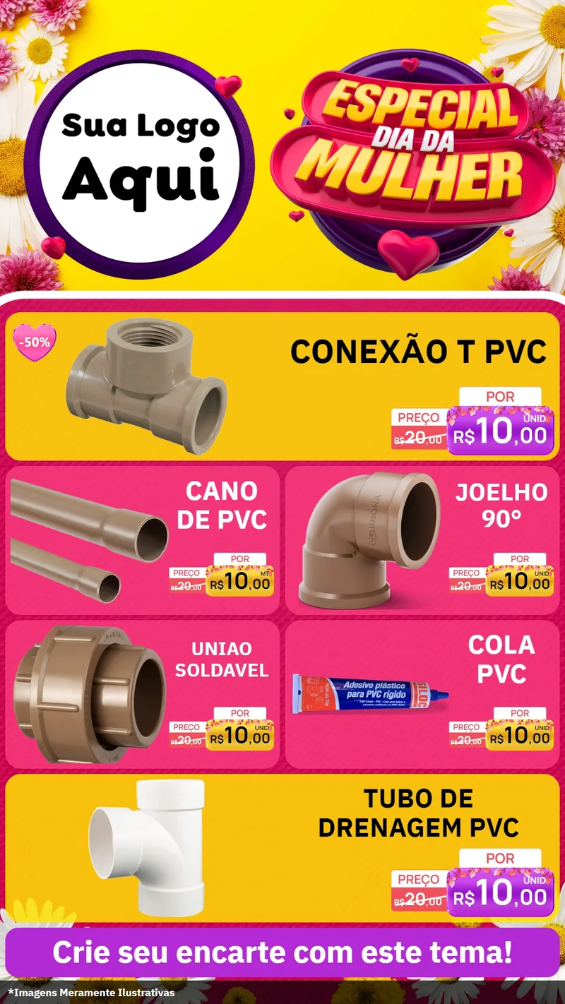 Modelo de TV para TV Vertical com o tema Especial Dia da Mulher para Tubos e conexões