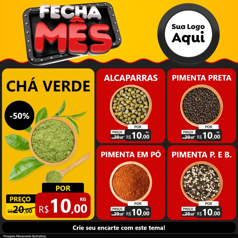 Modelo de Rede Social para Feed Facebook com o tema Fecha Mês para Produtos Naturais