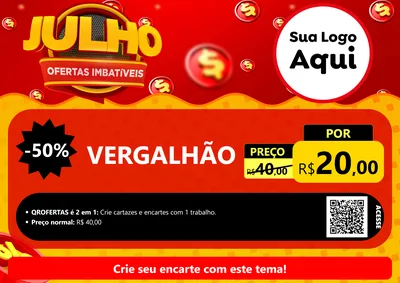 Modelo de Cartaz para Cartaz A4 Horizontal com o tema Julho Ofertas Imbatíveis para Ferragens