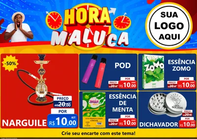 Modelo de Encarte para Encarte A4 Horizontal com o tema Hora Maluca para Tabacaria