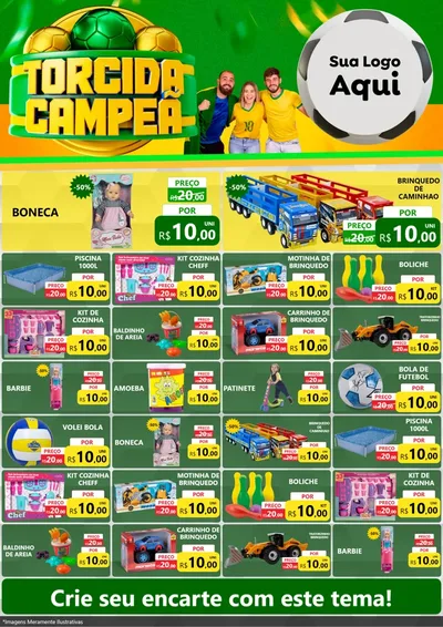 Modelo de Encarte para Encarte A4 Vertical com o tema Torcida Campeã - Copa para Brinquedos