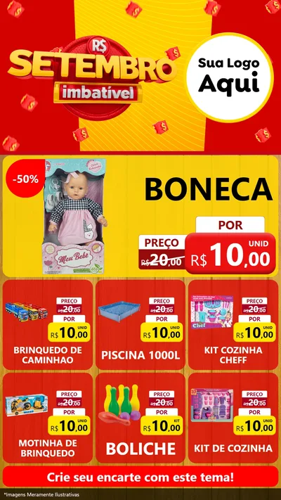 Modelo de Rede Social para Stories com o tema Setembro Imbatível para Brinquedos