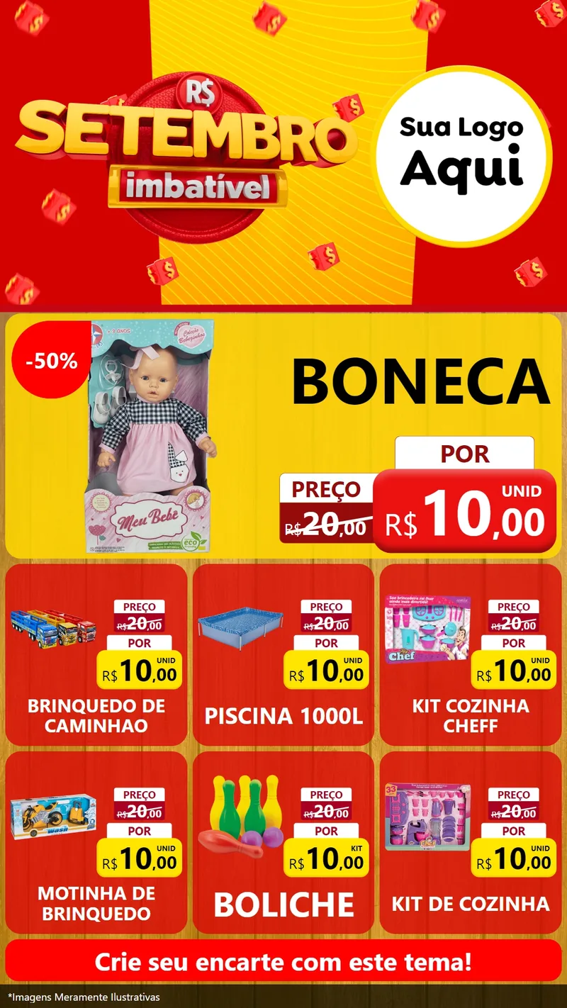 Modelo de Rede Social para Stories com o tema Setembro Imbatível para Brinquedos
