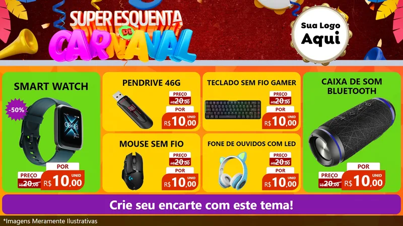 Modelo de TV para TV Horizontal com o tema Super Esquenta de Carnaval para Informática