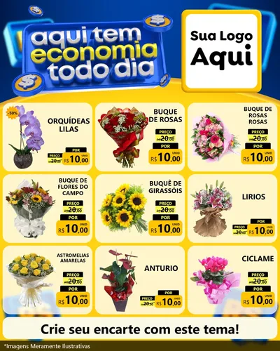 Modelo de Rede Social para Feed Instagram com o tema Aqui Tem Economia Todo Dia para Floricultura e jardim